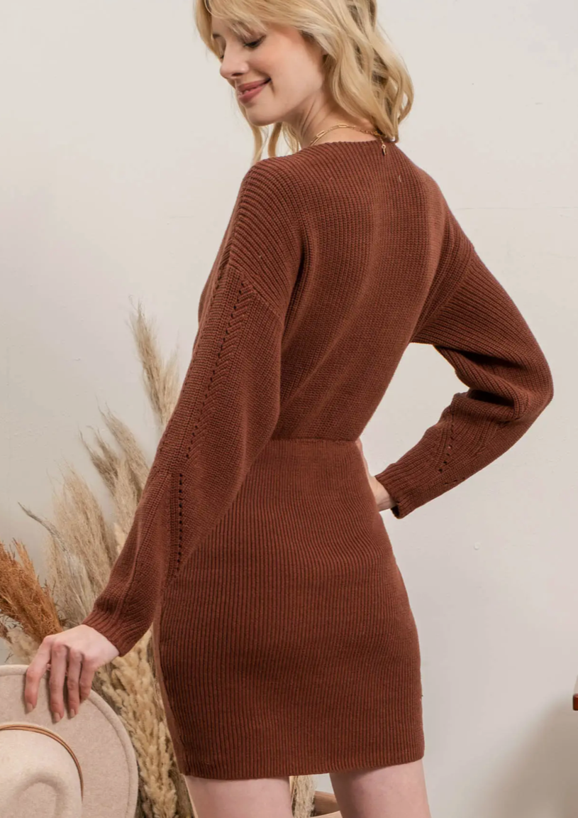 Knit Eyelet Sweater Dress