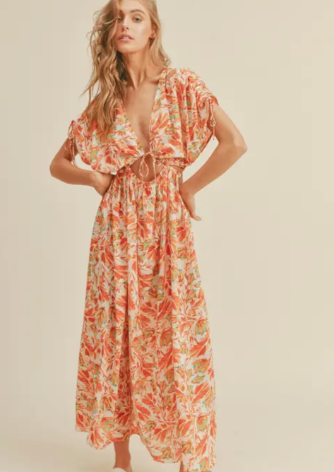 Orange Floral Maxi